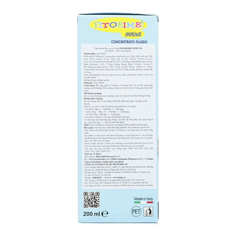 Siro Fitobimbi Immuno bổ sung vitamin hương táo, 200 ml dạng uống (6 tháng - 12 tuổi) 4
