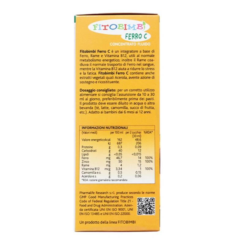 Siro Fitobimbi Ferro C bổ sung sắt, kẽm và vitamin C hương táo, 200 ml dạng uống (6 tháng - 12 tuổi) 4