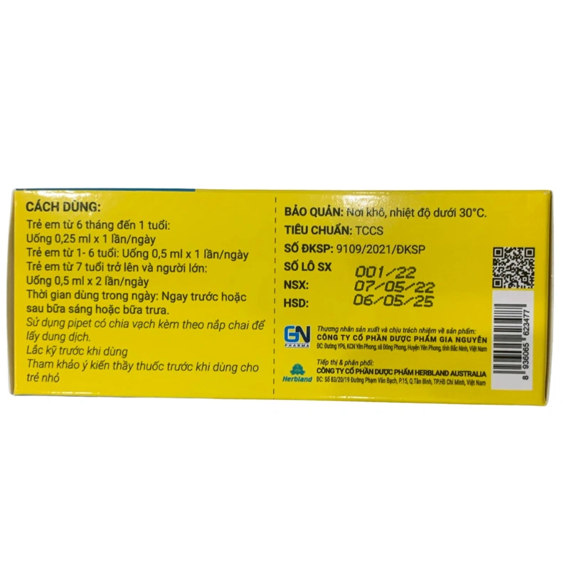 Siro Herbland Healthza BoneDK D3+K2 hỗ trợ hấp thu canxi 30 ml (từ 6 tháng) 5