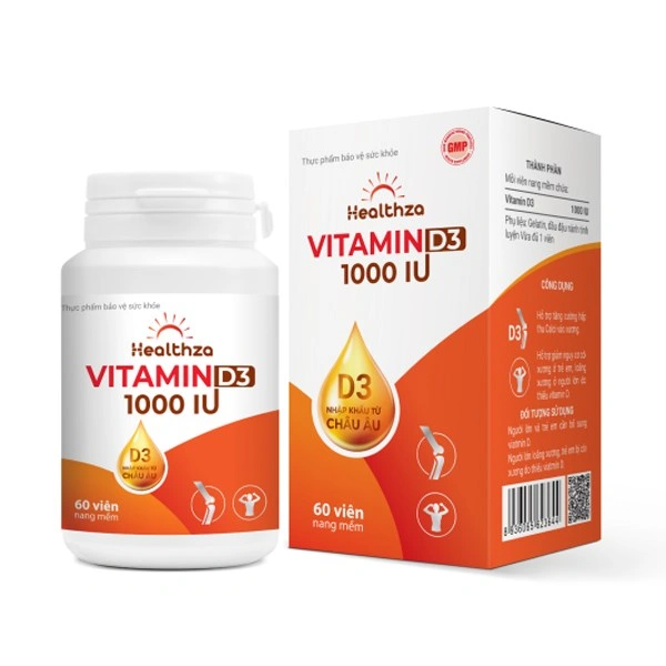 Viên uống Herbland Healthza Vitamin D3 1000IU hỗ trợ hấp thu canxi 60 viên (từ 6 tuổi) 1