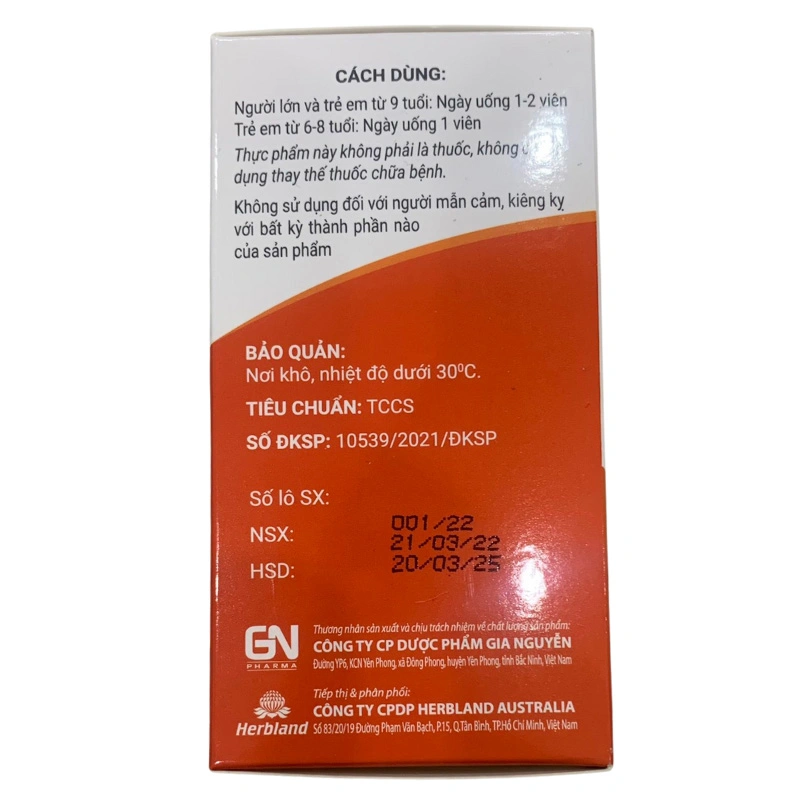 Viên uống Herbland Healthza Vitamin D3 1000IU hỗ trợ hấp thu canxi 60 viên (từ 6 tuổi) 5