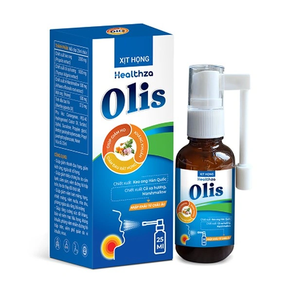 Herbland Healthza Olis giúp kháng khuẩn, giảm ho và đau rát cổ họng vị keo ong, bạc hà, 25 ml dạng xịt (từ 2 tuổi) 1