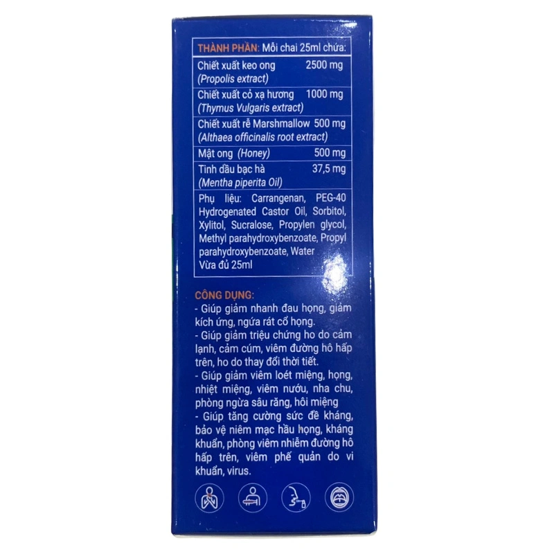 Herbland Healthza Olis giúp kháng khuẩn, giảm ho và đau rát cổ họng vị keo ong, bạc hà, 25 ml dạng xịt (từ 2 tuổi) 3