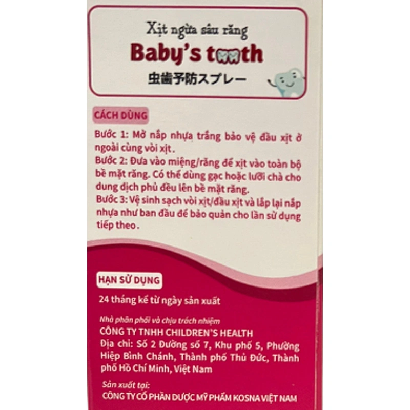 Baby's Tooth ngừa sâu răng 30 ml hương tự nhiên, 30 ml dạng xịt (từ 1 tuổi) 5