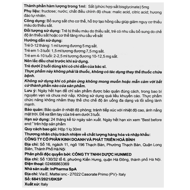 Siro Ferrolip Baby bổ sung sắt, hỗ trợ tạo hồng cầu hương đào, 30 ml dạng nhỏ giọt (từ 0 tháng) 7