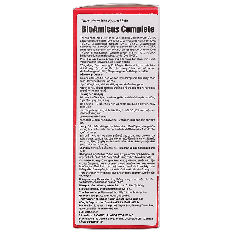 Men vi sinh BioAmicus Complete hỗ trợ cải thiện hệ vi sinh đường ruột, 10 ml dạng nhỏ giọt (từ 0 tháng) 5