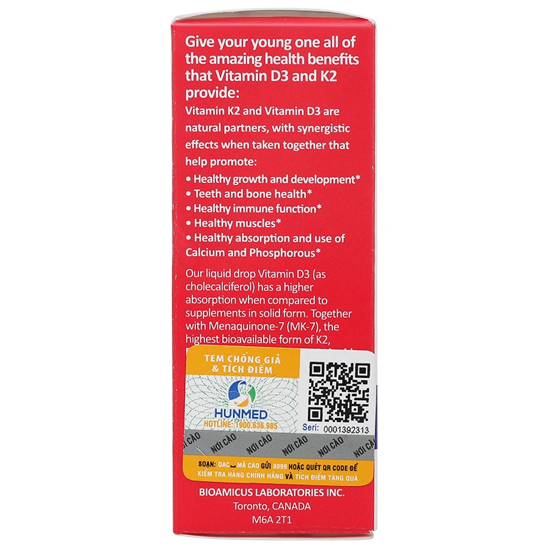 BioAmicus Vitamin K2+D3 hỗ trợ tốt sức khỏe xương, răng, 10 ml dạng nhỏ giọt (từ 0 tháng) 4