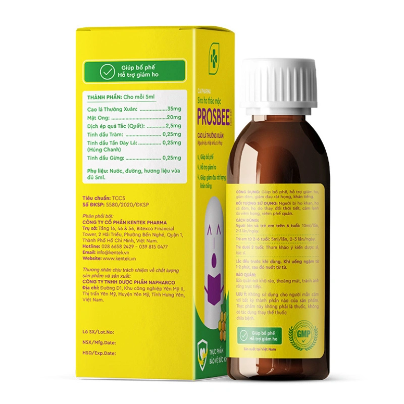 Siro mật ong Kentek Prosbee bổ phế, hỗ trợ giảm ho hương mật ong, 100 ml dạng uống (từ 2 tuổi) 2