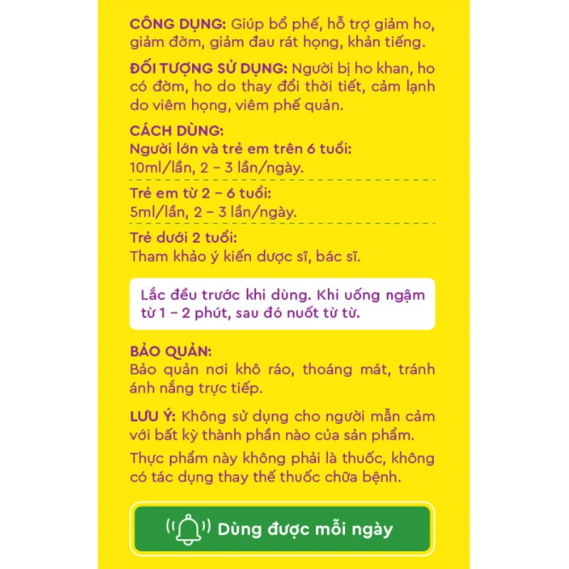 Siro mật ong Kentek Prosbee bổ phế, hỗ trợ giảm ho hương mật ong, 100 ml dạng uống (từ 2 tuổi) 6