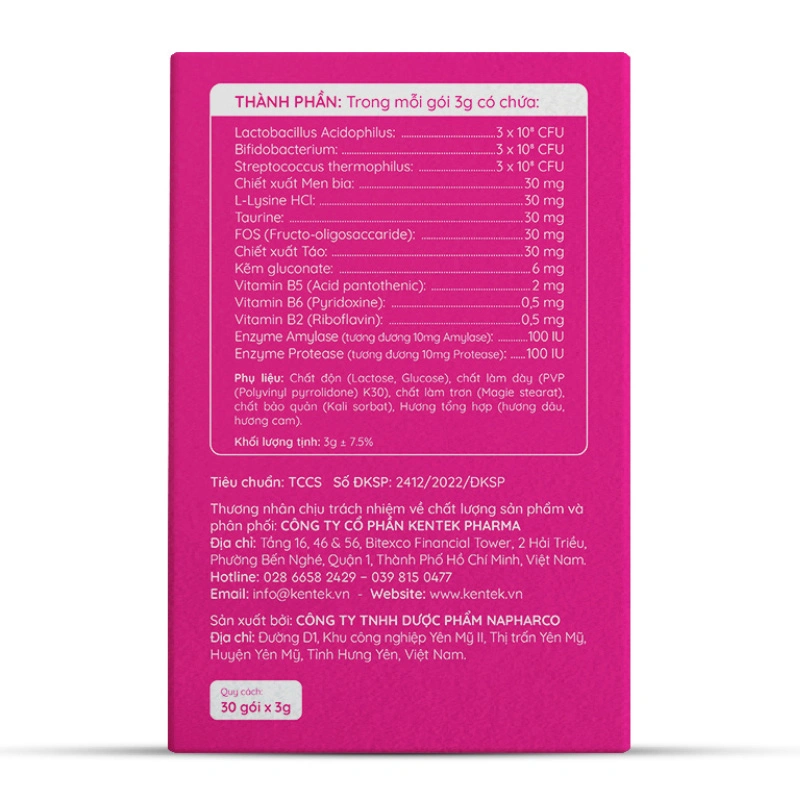 Men vi sinh Kentek Biotummy hỗ trợ giảm nguy cơ rối loạn tiêu hóa hương dâu, cam, 30 gói dạng uống (từ 3 tuổi) 3