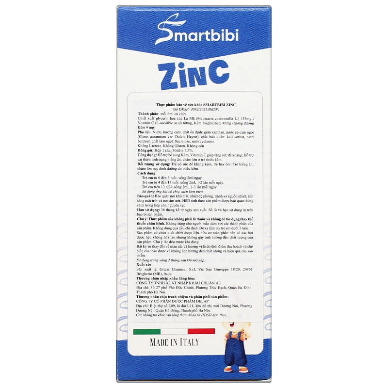 Siro Smartbibi ZinC bổ sung kẽm, vitamin C giúp tăng sức đề kháng hương cam, 30 ml dạng uống (từ 0 tháng) 5