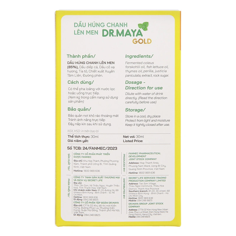 Dầu húng chanh lên men Dr.Maya Gold tăng sức đề kháng, 30 ml dạng nhỏ giọt (từ 0 tháng) 4