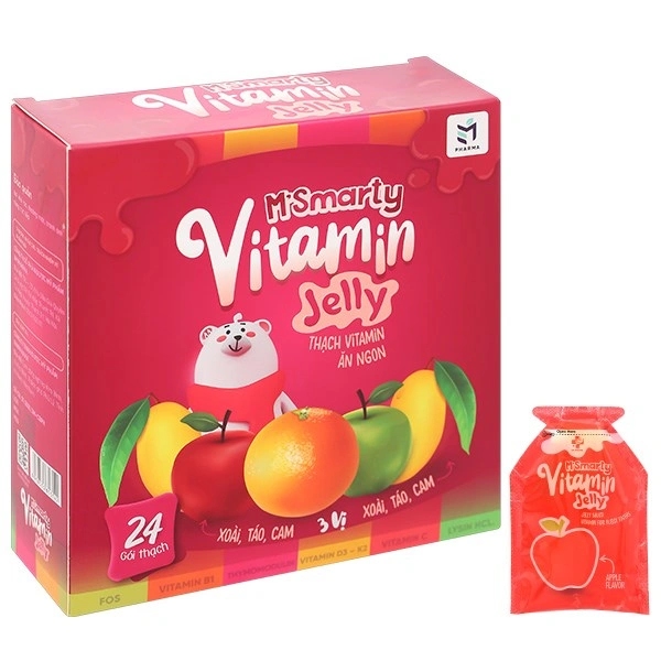 Thạch M'Smarty Vitamin giúp tăng cường sức đề kháng hương xoài, táo, cam, 24 gói (từ 2 tuổi) 1