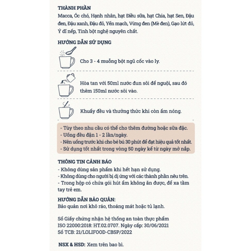 Ngũ cốc Anpaso hỗ trợ lợi sữa, 500g dạng bột 11