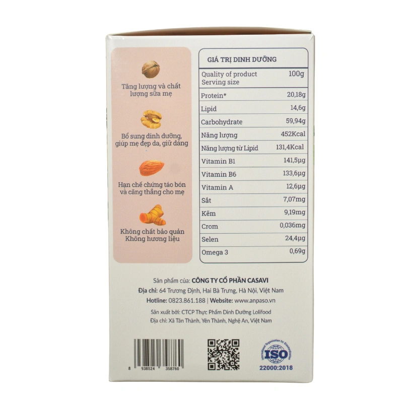 Ngũ cốc Anpaso hỗ trợ lợi sữa, 500g dạng bột 4