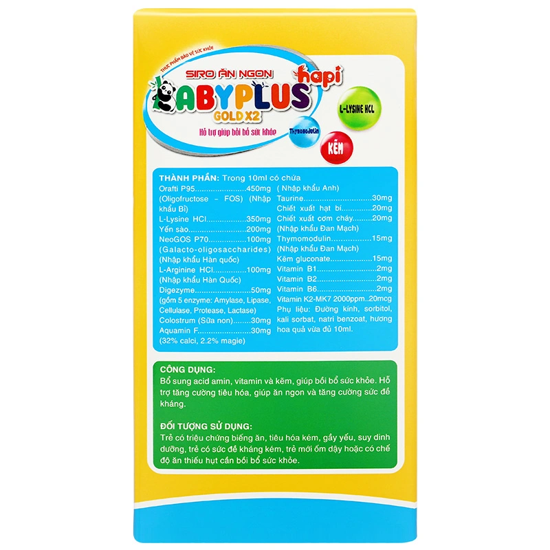 Siro Hapi VietNam Baby Plus giúp ăn ngon, bồi bổ sức khỏe hương hoa quả, 30 gói dạng uống (từ 6 tháng) 5
