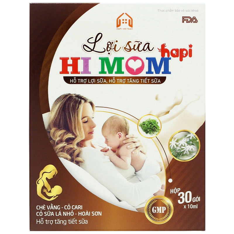 Hapi VietNam Hi Mom hỗ trợ lợi sữa, tăng tiết sữa, 30 gói dạng uống 3