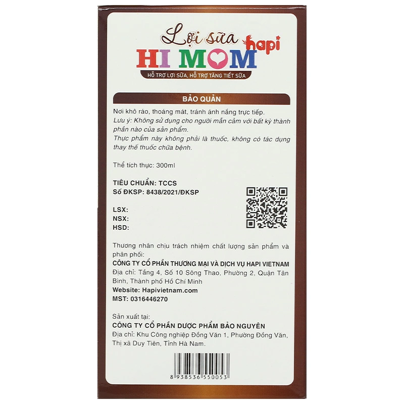 Hapi VietNam Hi Mom hỗ trợ lợi sữa, tăng tiết sữa, 30 gói dạng uống 4