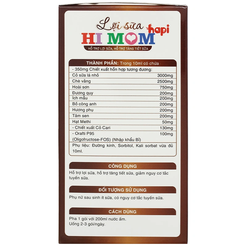 Hapi VietNam Hi Mom hỗ trợ lợi sữa, tăng tiết sữa, 30 gói dạng uống 5