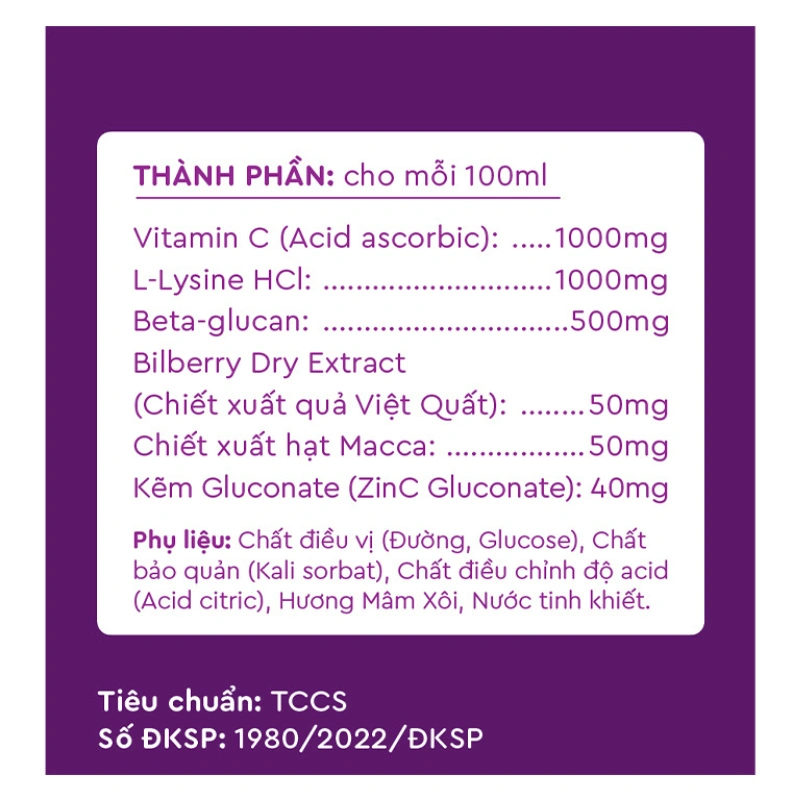 Siro Kentek KIDCPlus hỗ trợ nâng cao sức đề kháng hương mâm xôi, 100 ml dạng uống (từ 3 tuổi) 7