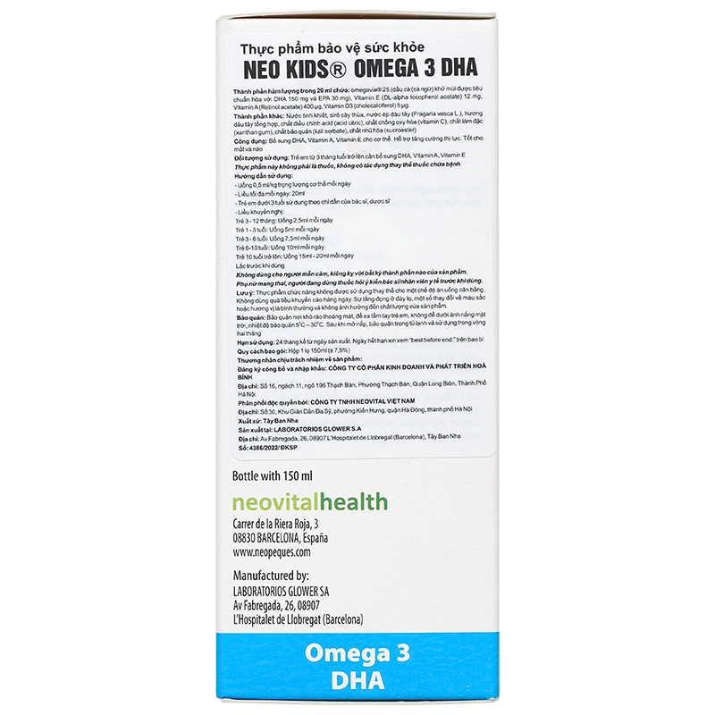 Neo Kids Omega 3 DHA tăng cường thị lực hương dâu, 150 ml dạng uống (từ 3 tháng) 4