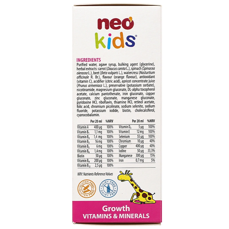 Siro Neo Kids Growth tăng cường sức khỏe hương cam, 150 ml dạng uống (từ 6 tháng) 4
