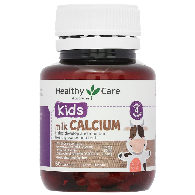 Healthy Care Kids Milk Calcium hỗ trợ xương và răng chắc khỏe hương chanh, 60 viên dạng viên (từ 4 tháng) 2