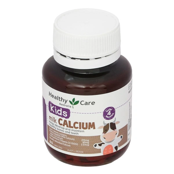 Healthy Care Kids Milk Calcium hỗ trợ xương và răng chắc khỏe hương chanh, 60 viên dạng viên (từ 4 tháng) 1