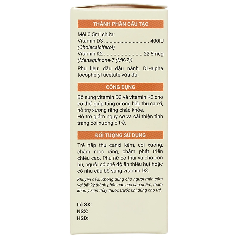 Avisure D3-MK7 hỗ trợ hấp thu canxi, 20 ml dạng nhỏ giọt (từ 0 tháng) 4