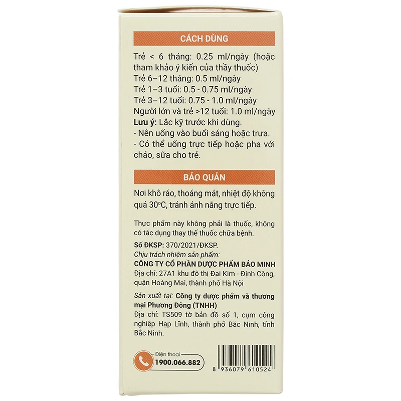 Avisure D3-MK7 hỗ trợ hấp thu canxi, 20 ml dạng nhỏ giọt (từ 0 tháng) 5