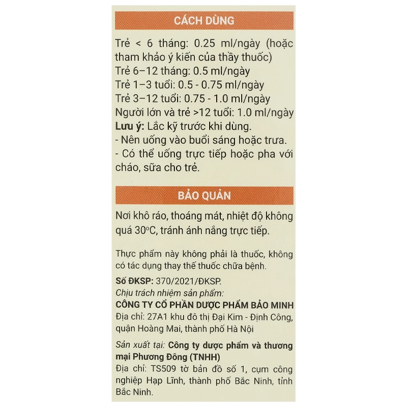 Avisure D3-MK7 hỗ trợ hấp thu canxi, 20 ml dạng nhỏ giọt (từ 0 tháng) 8