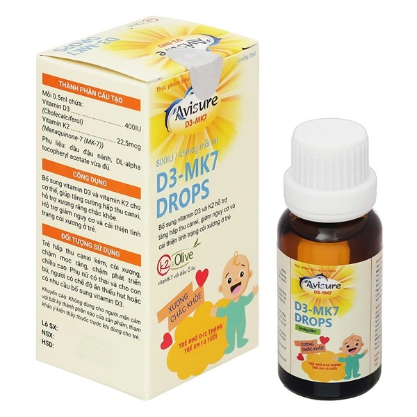 Avisure D3-MK7 hỗ trợ hấp thu canxi, 20 ml dạng nhỏ giọt (từ 0 tháng) 1