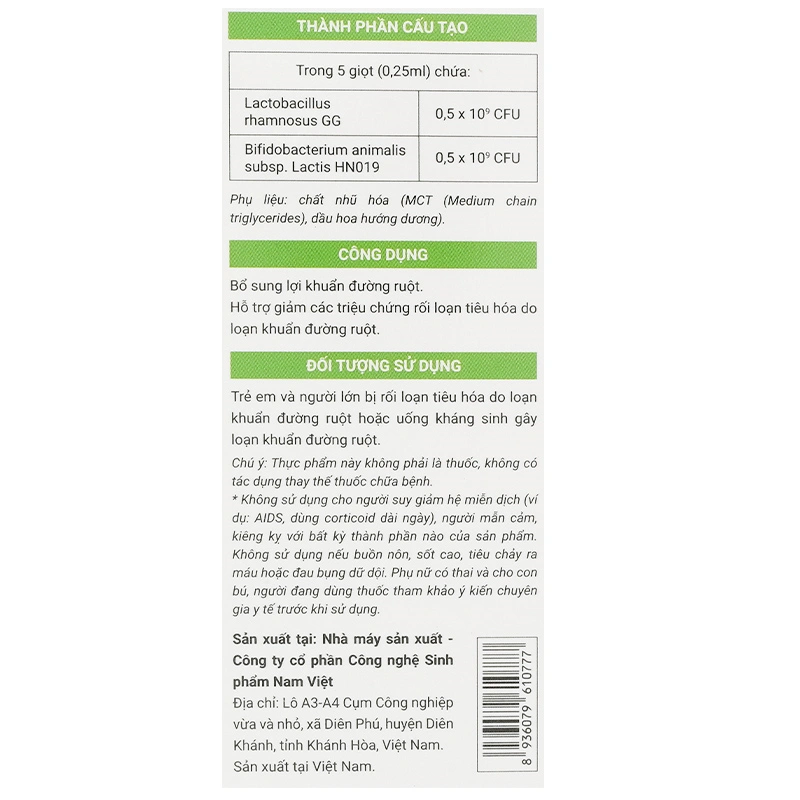 Men vi sinh Avisure Probiotic hỗ trợ giảm triệu chứng rối loạn tiêu hóa, 10 ml dạng nhỏ giọt (từ 6 tháng) 7