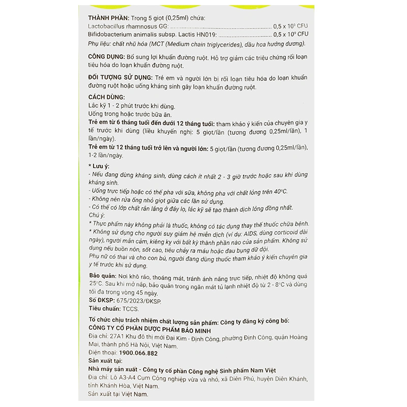 Men vi sinh Avisure Probiotic hỗ trợ giảm triệu chứng rối loạn tiêu hóa, 10 ml dạng nhỏ giọt (từ 6 tháng) 9