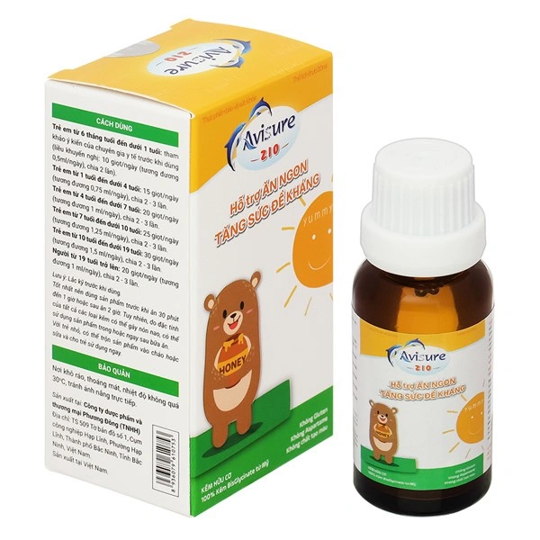 Siro Avisure Zio bổ sung kẽm hỗ trợ ăn ngon, tăng đề kháng hương cốm, 20 ml dạng nhỏ giọt (từ 6 tháng) 1