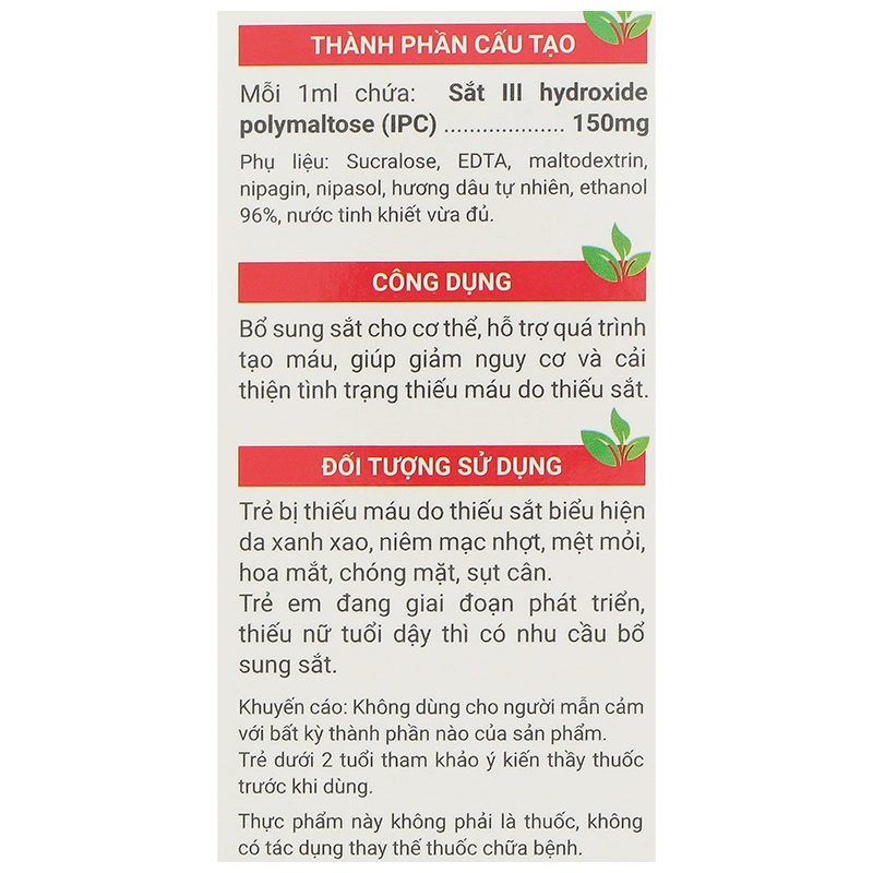 Siro Avisure Safoli bổ sung sắt hương dâu, 20 ml dạng nhỏ giọt (từ 0 tháng) 7