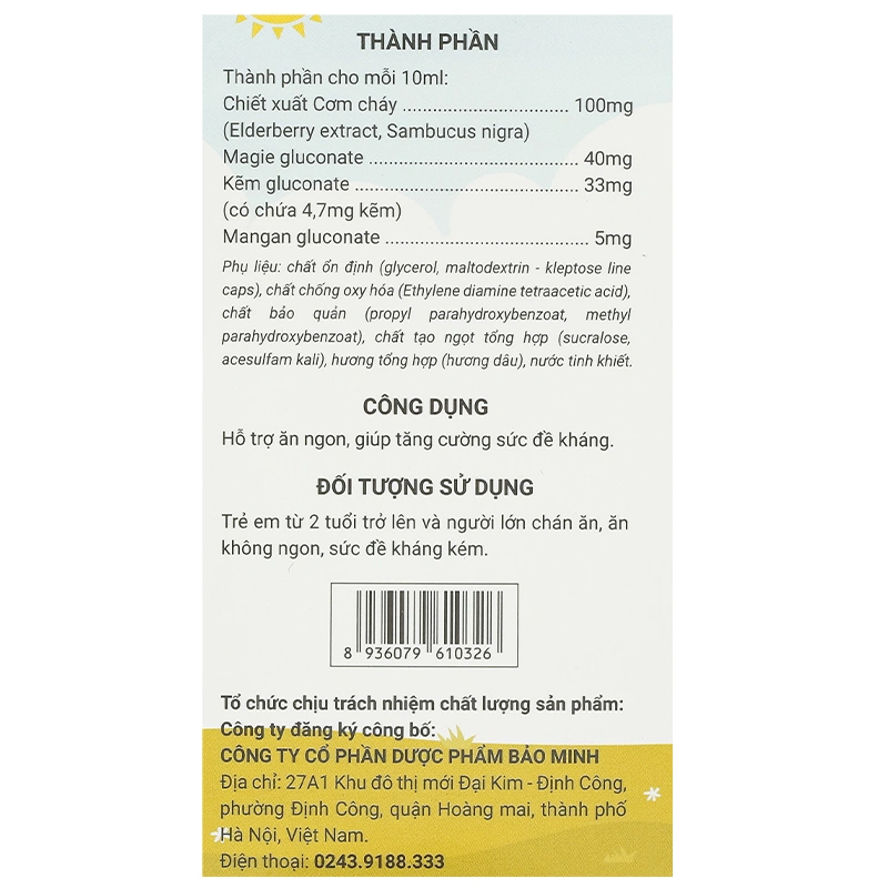 Siro Avisure Zinc hỗ trợ ăn ngon, tăng đề kháng hương dâu, 20 ống dạng uống (từ 2 tuổi) 7