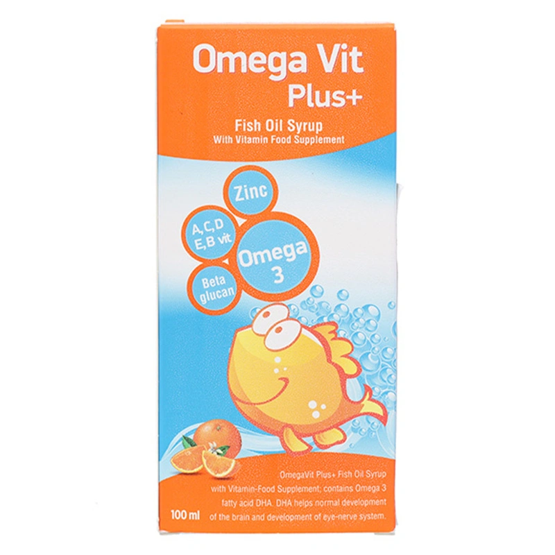 Siro dầu cá Omega Vit Plus+ tốt cho não bộ và mắt hương cam, 100 ml dạng uống (từ 6 tháng) 2