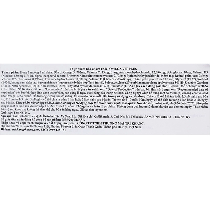 Siro dầu cá Omega Vit Plus+ tốt cho não bộ và mắt hương cam, 100 ml dạng uống (từ 6 tháng) 5