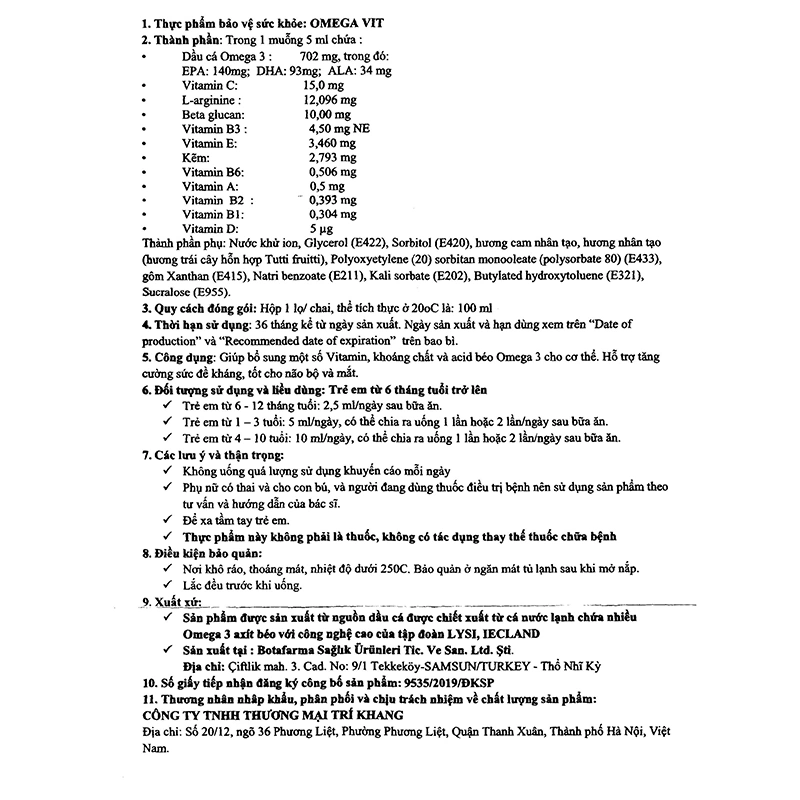 Siro dầu cá Omega Vit Plus+ tốt cho não bộ và mắt hương cam, 100 ml dạng uống (từ 6 tháng) 6