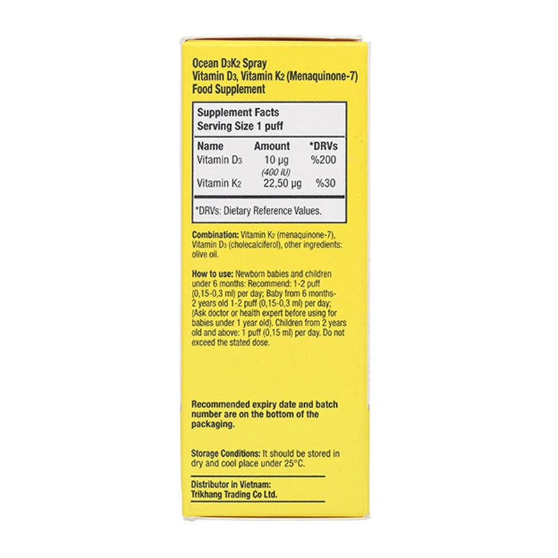 Orzax Ocean D3K2 hỗ trợ hấp thu canxi, 20 ml dạng nhỏ giọt và xịt (từ 0 tháng) 3