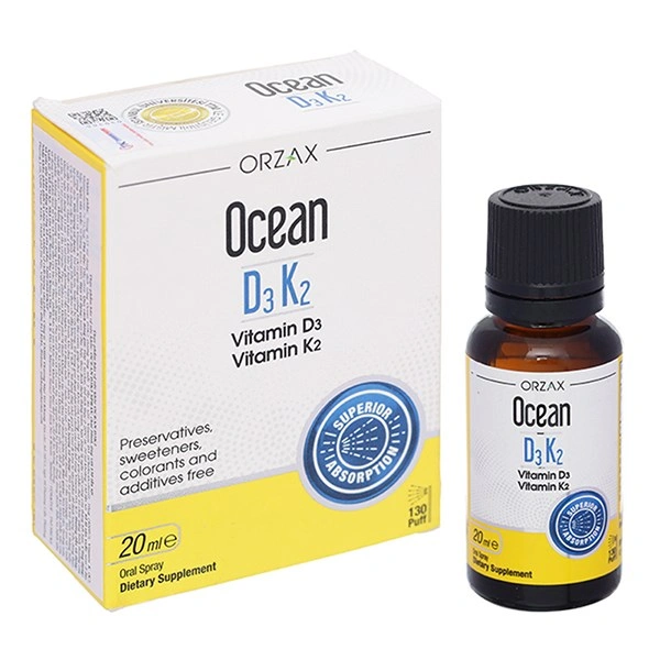 Orzax Ocean D3K2 hỗ trợ hấp thu canxi, 20 ml dạng nhỏ giọt và xịt (từ 0 tháng) 1