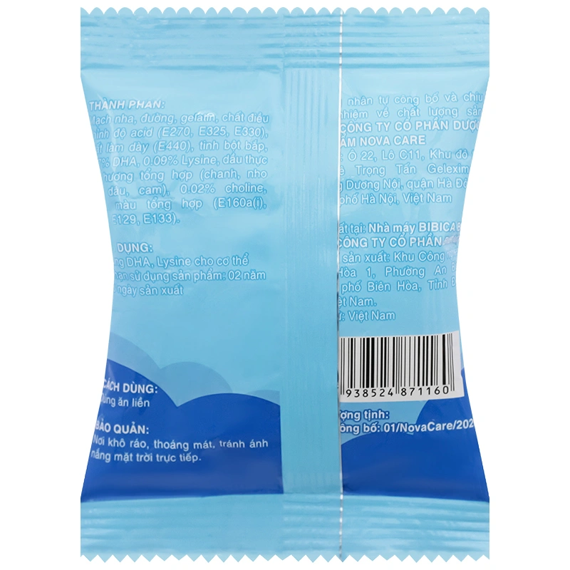 Kẹo dẻo Nova Kids bổ sung DHA hương trái cây, 24g dạng viên (từ 1 tuổi) - Giao bao bì ngẫu nhiên 5