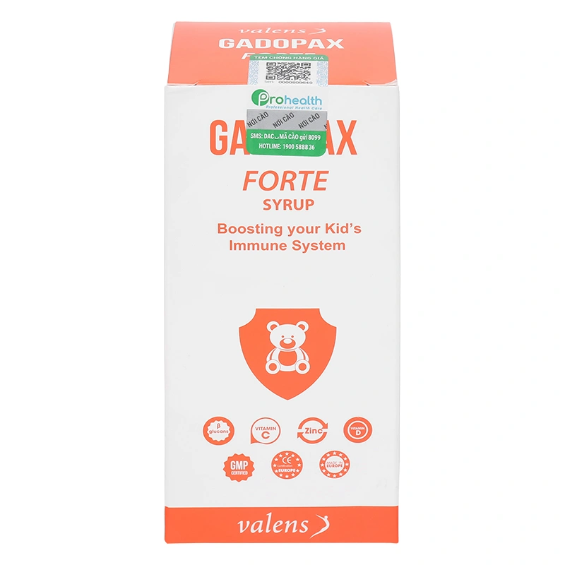 Siro Valens Gadopax Forte hỗ trợ tăng sức đề kháng hương táo, 100 ml dạng uống (từ 0 tháng) 2