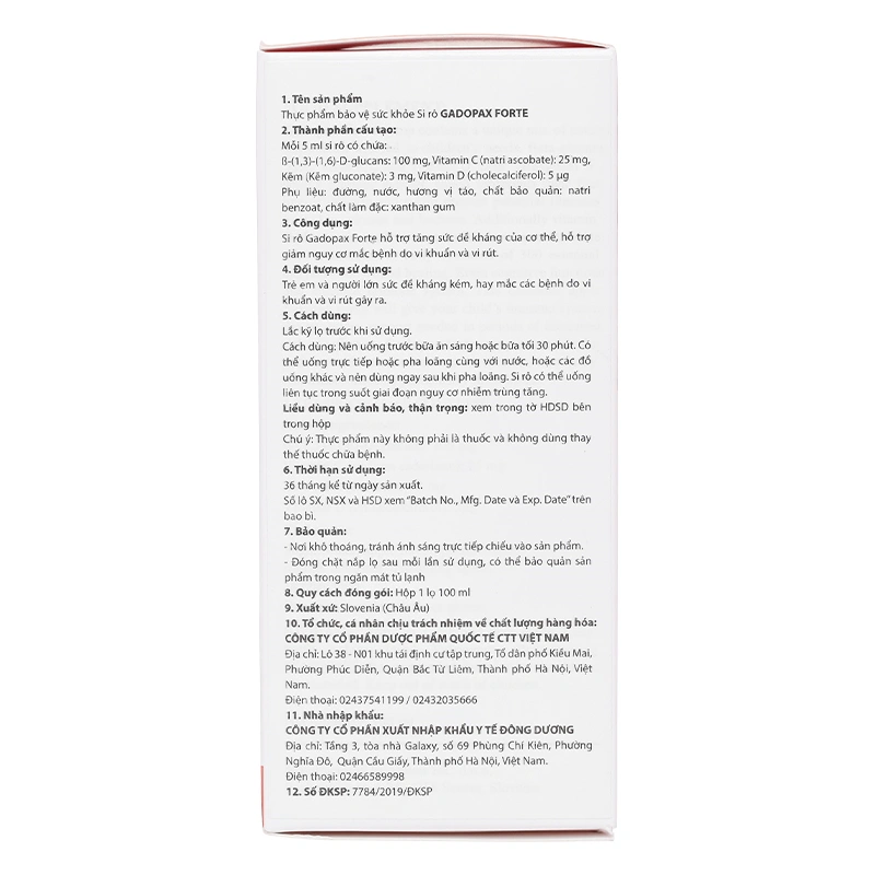 Siro Valens Gadopax Forte hỗ trợ tăng sức đề kháng hương táo, 100 ml dạng uống (từ 0 tháng) 4