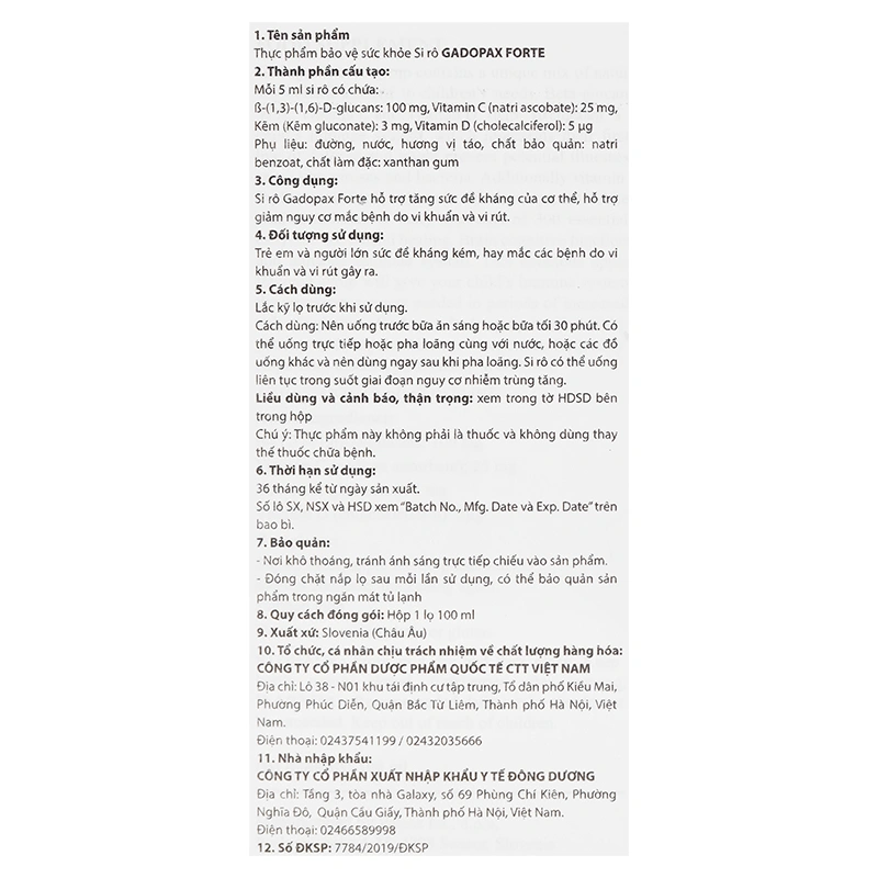 Siro Valens Gadopax Forte hỗ trợ tăng sức đề kháng hương táo, 100 ml dạng uống (từ 0 tháng) 8