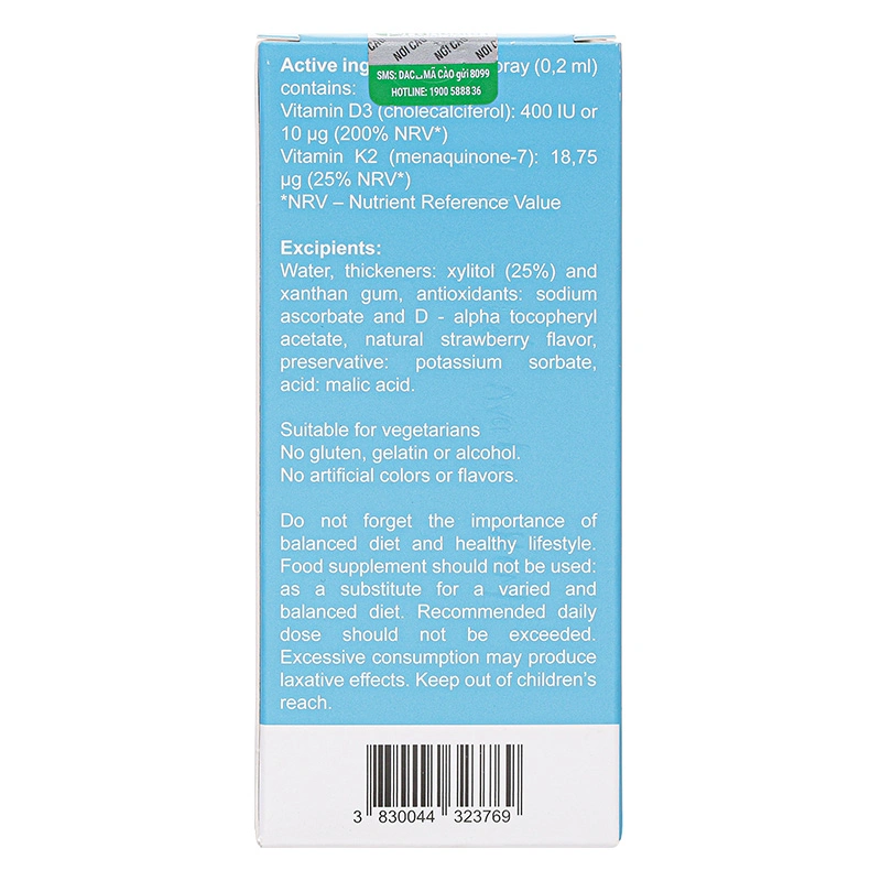 Valens Dimao Pro D3+K2 hỗ trợ hấp thu canxi hương dâu, 25 ml dạng xịt (từ 0 tháng) 5