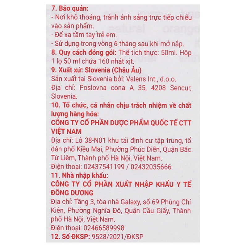 Valens Fe-max bổ sung sắt hương cam, 50 ml dạng xịt (từ 0 tháng) 9