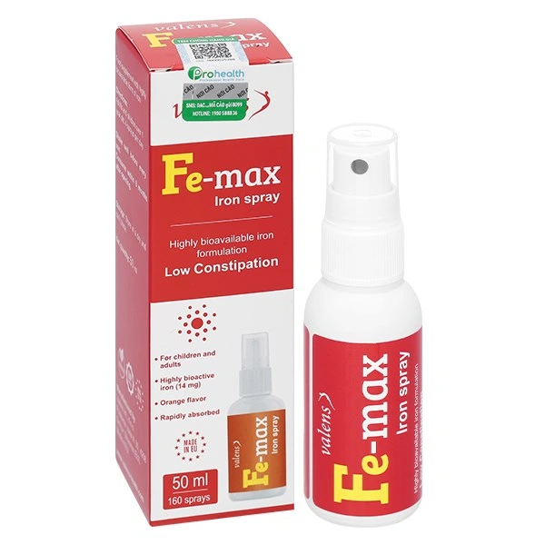 Valens Fe-max bổ sung sắt hương cam, 50 ml dạng xịt (từ 0 tháng) 1