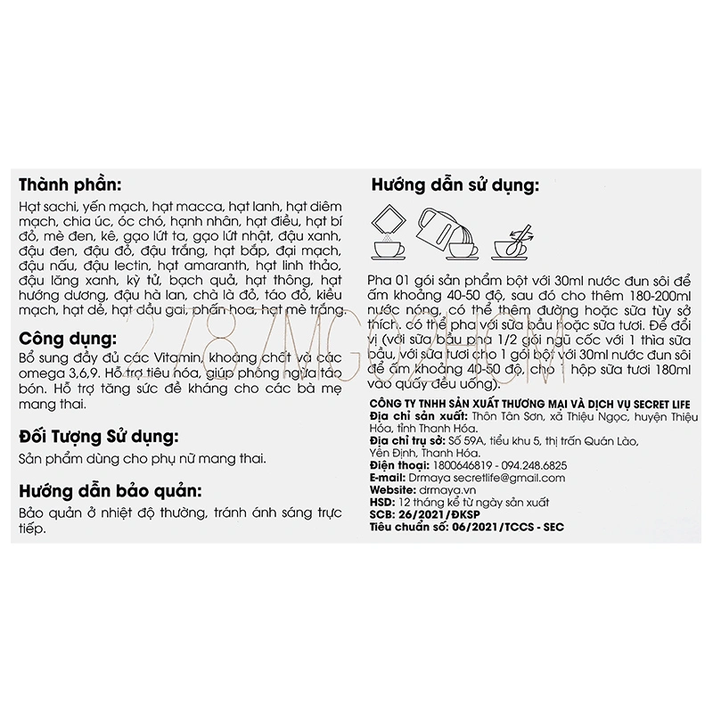 Ngũ cốc Dr.Maya Lạc Lạc Plus bổ sung dưỡng chất cho mẹ bầu, 30 gói dạng bột 10